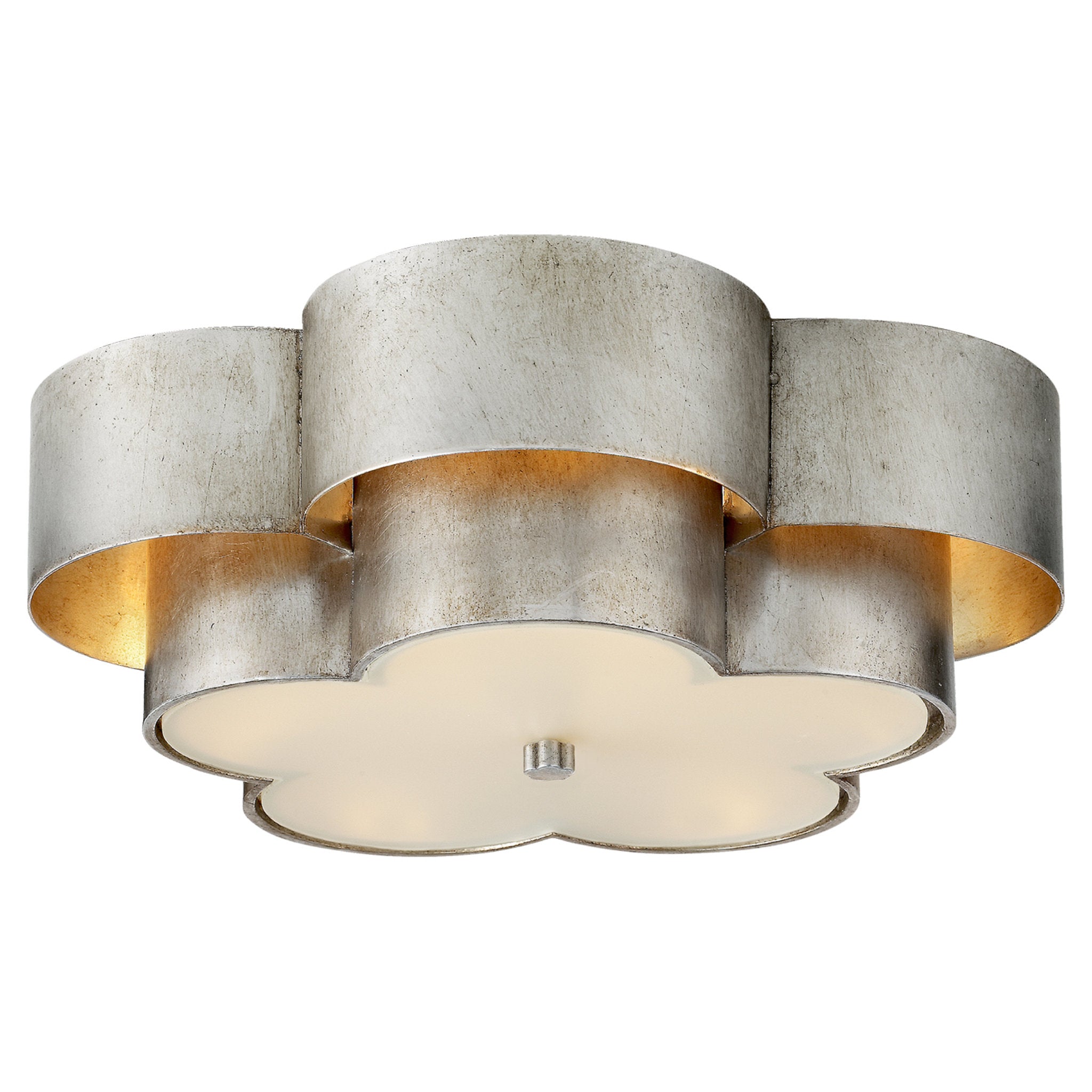 AERIN Arabelle Large Flush Mount in Burnished Silver Leaf with Frosted Acrylic