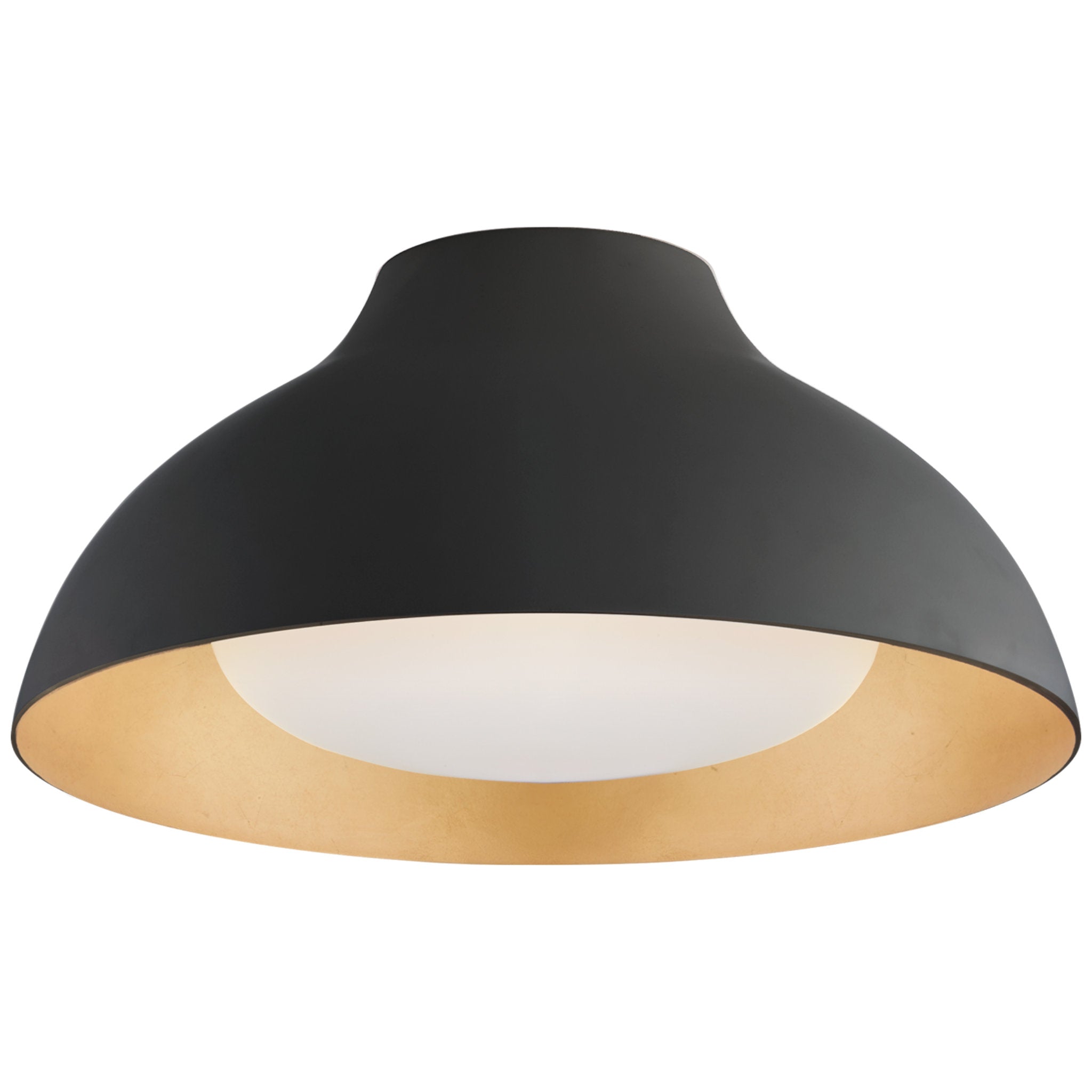 AERIN Agnes 15" Flush Mount in Matte Black with Soft White Glass Ceiling Light W15" x H7"