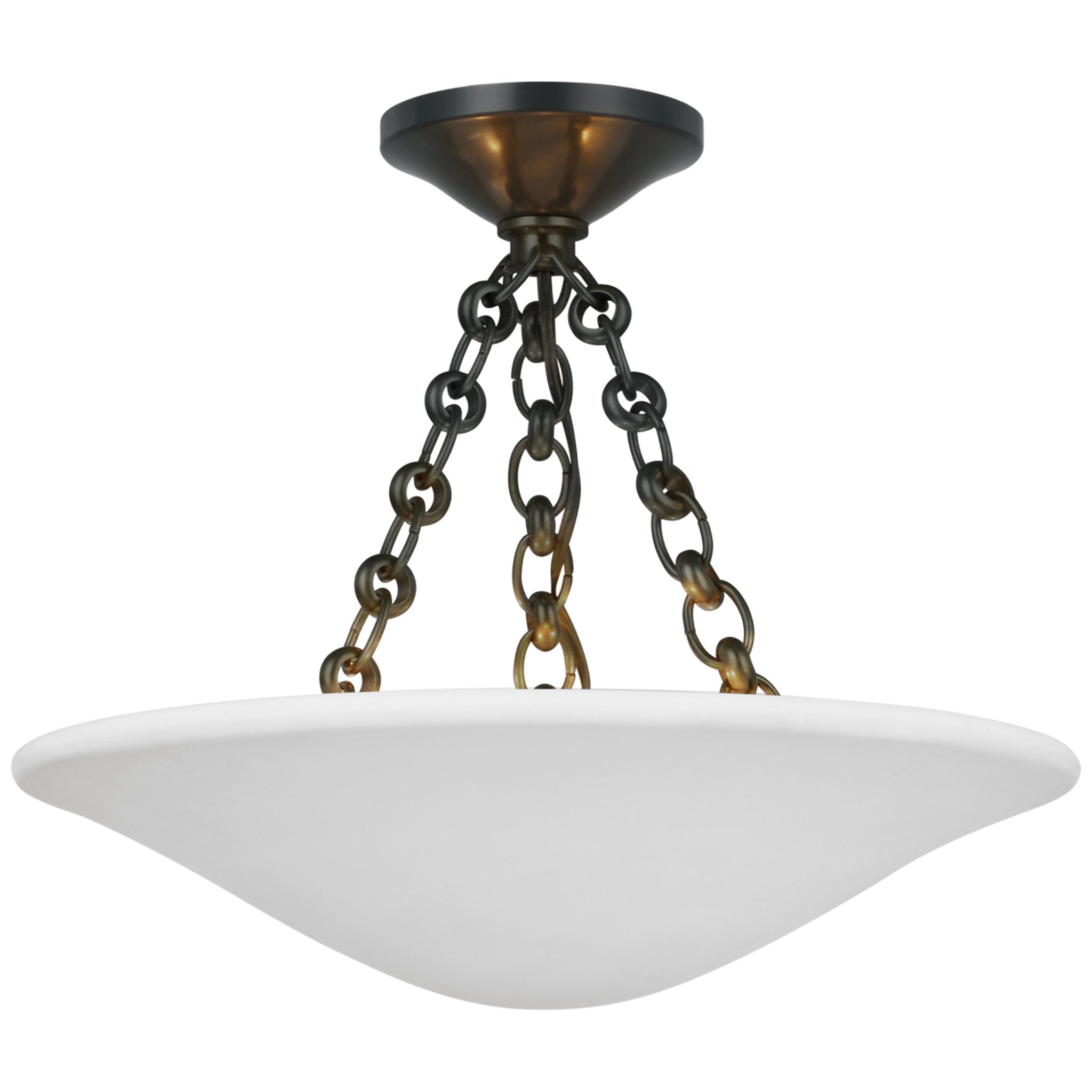 AERIN Mollino 16" Semi Flush Mount in Bronze with Plaster White Shade Ceiling Light W16" x H13"