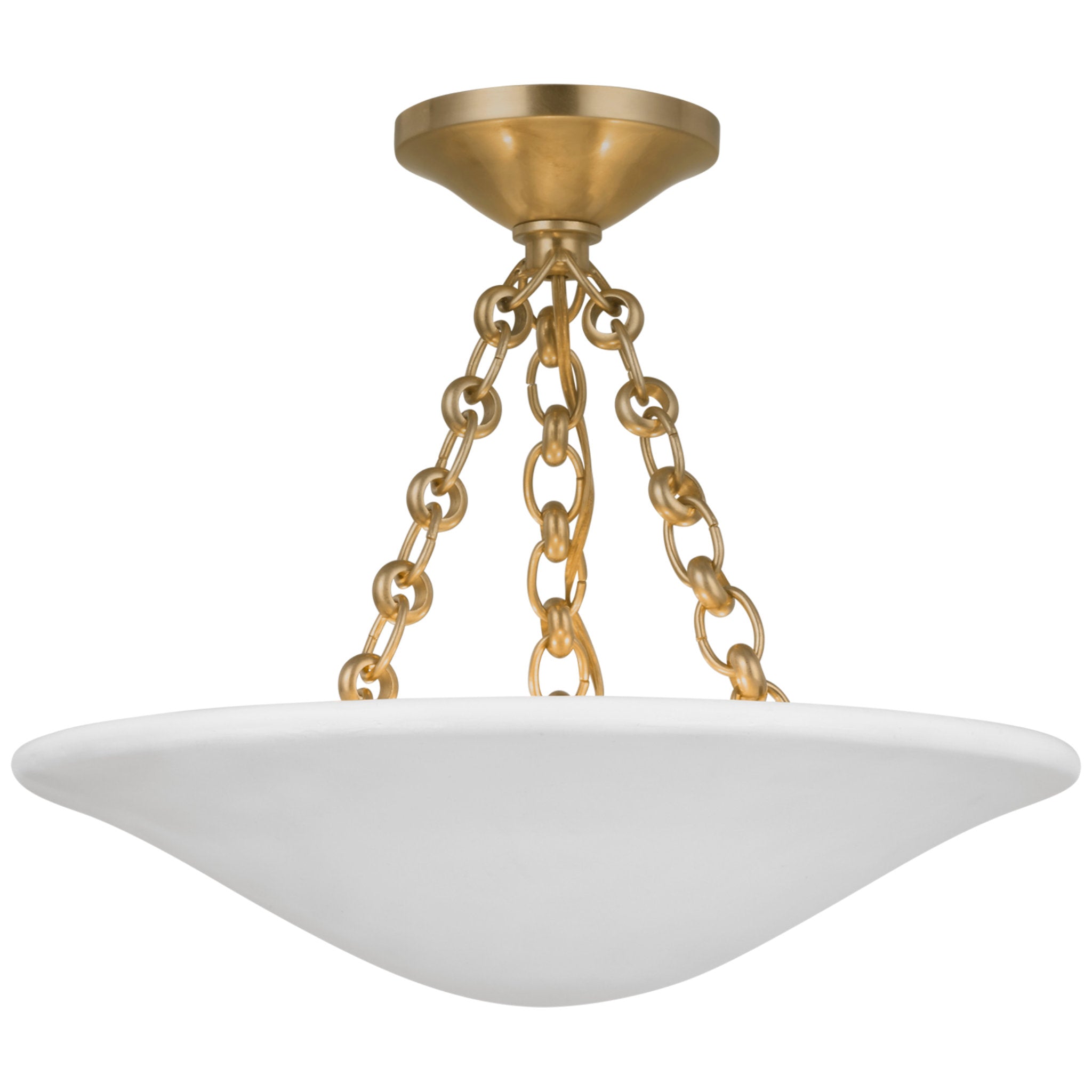 AERIN Mollino 16" Semi Flush Mount in Hand-Rubbed Antique Brass with Plaster White Shade Ceiling Light W16" x H13"