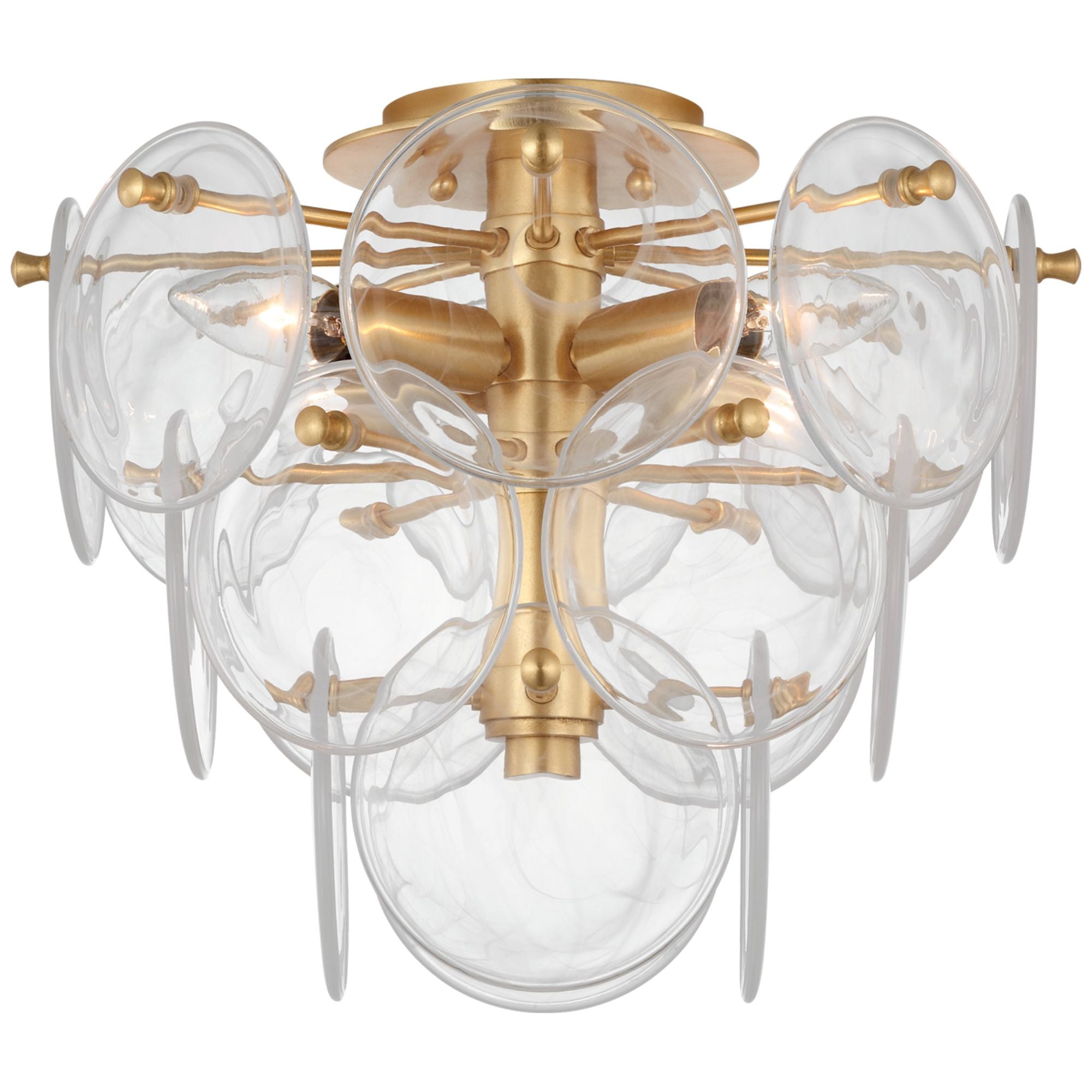 AERIN Loire Medium Tiered Flush Mount in Gild with Clear Strie Glass