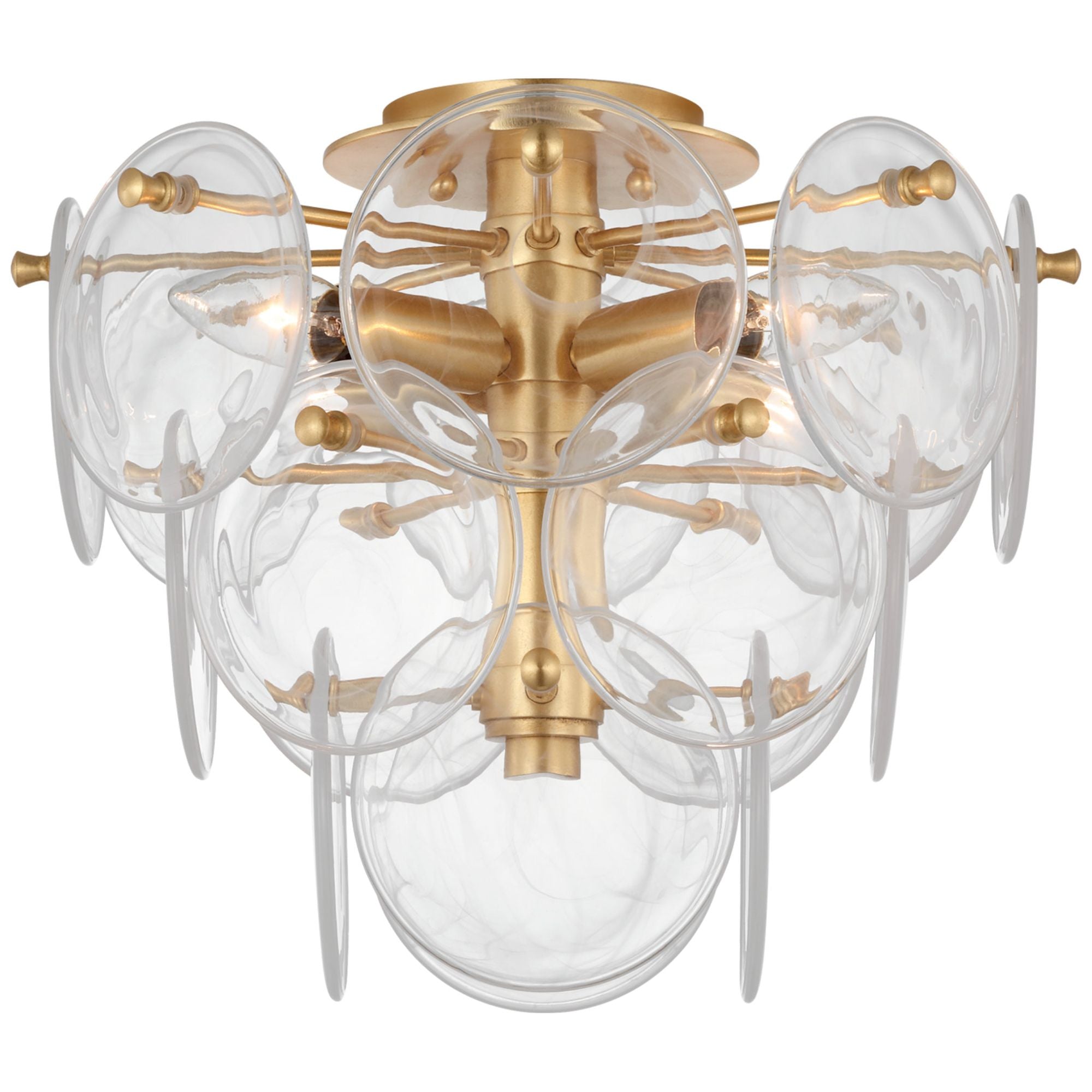 AERIN Loire Medium Tiered Flush Mount in Gild with Clear Strie Glass Ceiling Light W13.75" x H12"