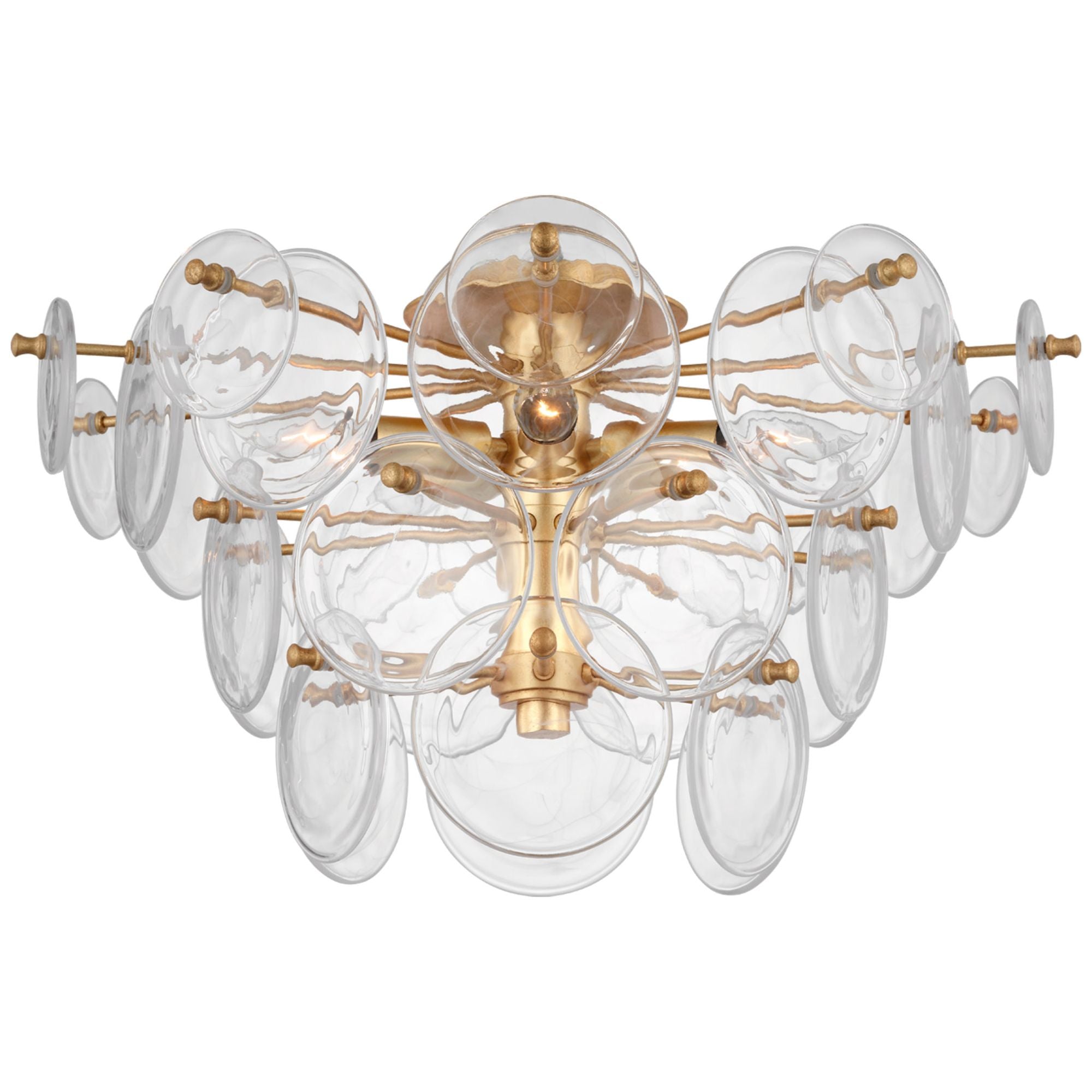 AERIN Loire Large Tiered Flush Mount in Gild with Clear Strie Glass Ceiling Light W21" x H12"