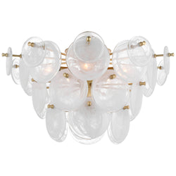AERIN Loire Large Tiered Flush Mount in Gild with White Strie Glass