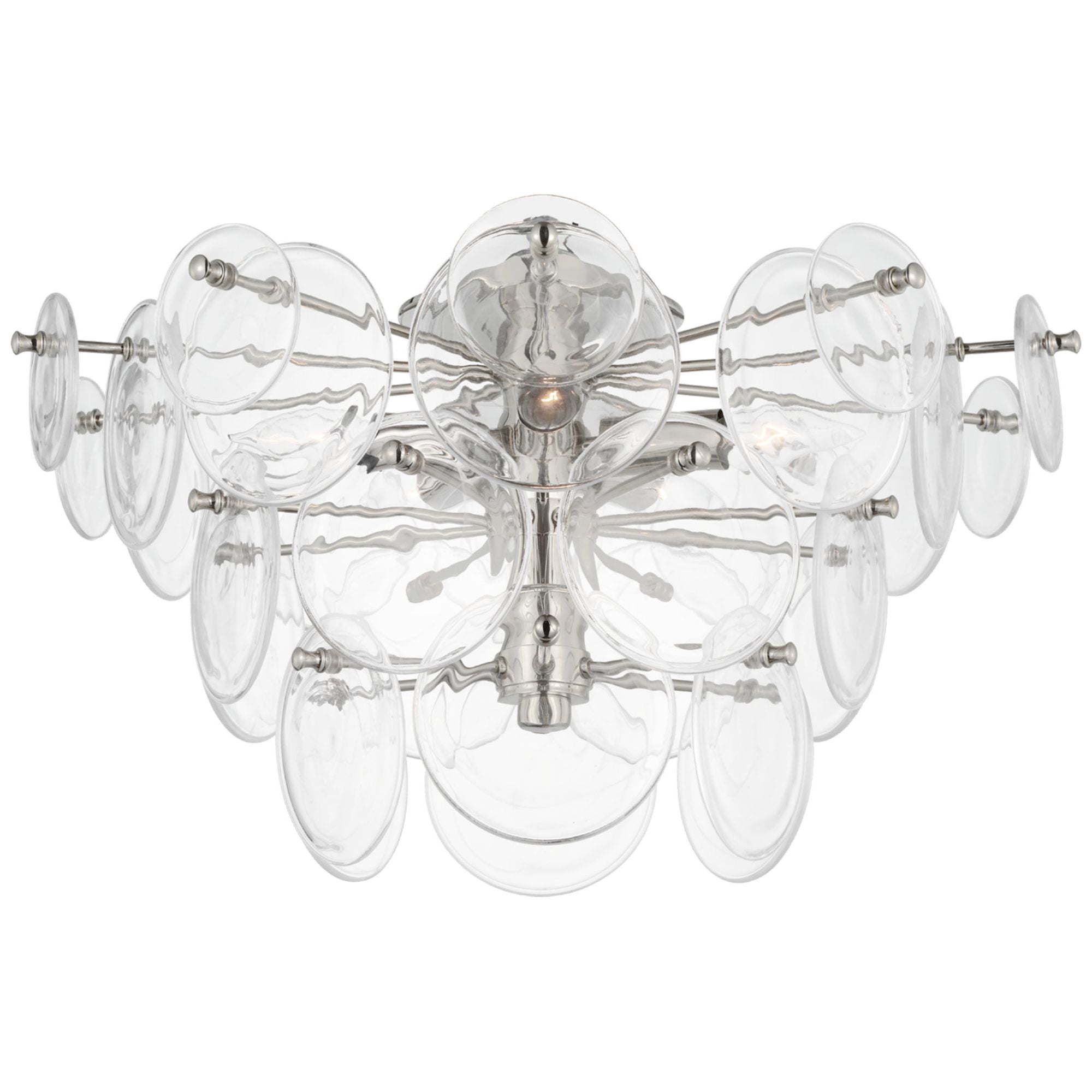 AERIN Loire Large Tiered Flush Mount in Polished Nickel with Clear Strie Glass Ceiling Light W21" x H12"