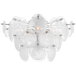 AERIN Loire Large Tiered Flush Mount in Polished Nickel with White Strie Glass