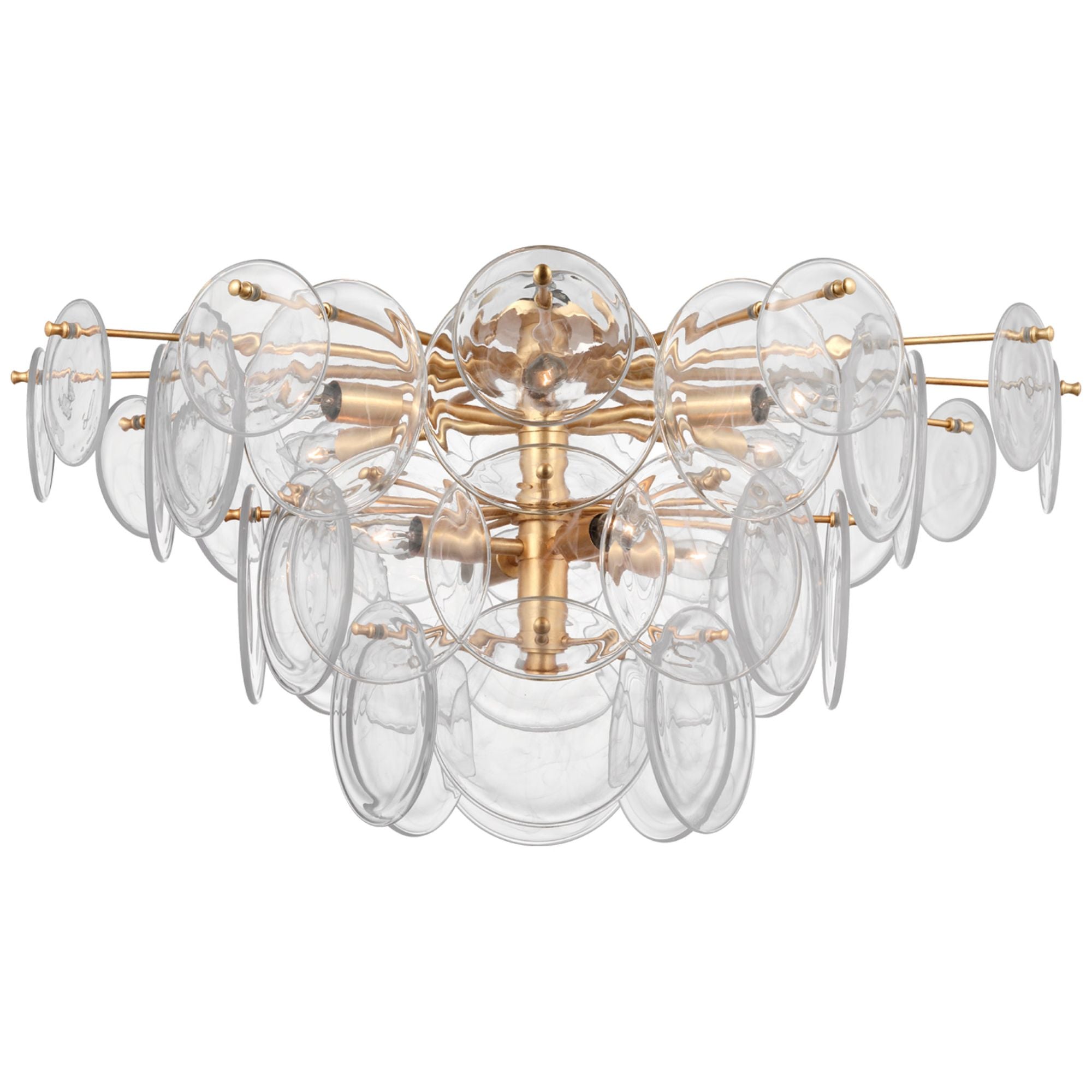 AERIN Loire Grande Flush Mount in Gild with Clear Strie Glass Ceiling Light W34" x H16.5"