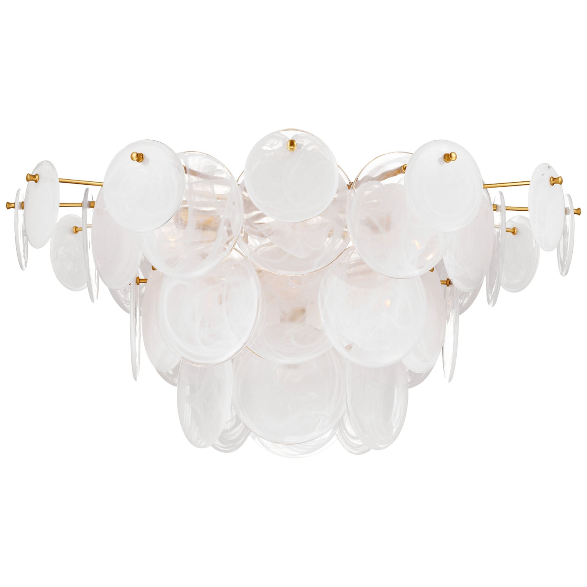 AERIN Loire Grande Flush Mount in Gild with White Strie Glass Ceiling Light W34" x H16.5"
