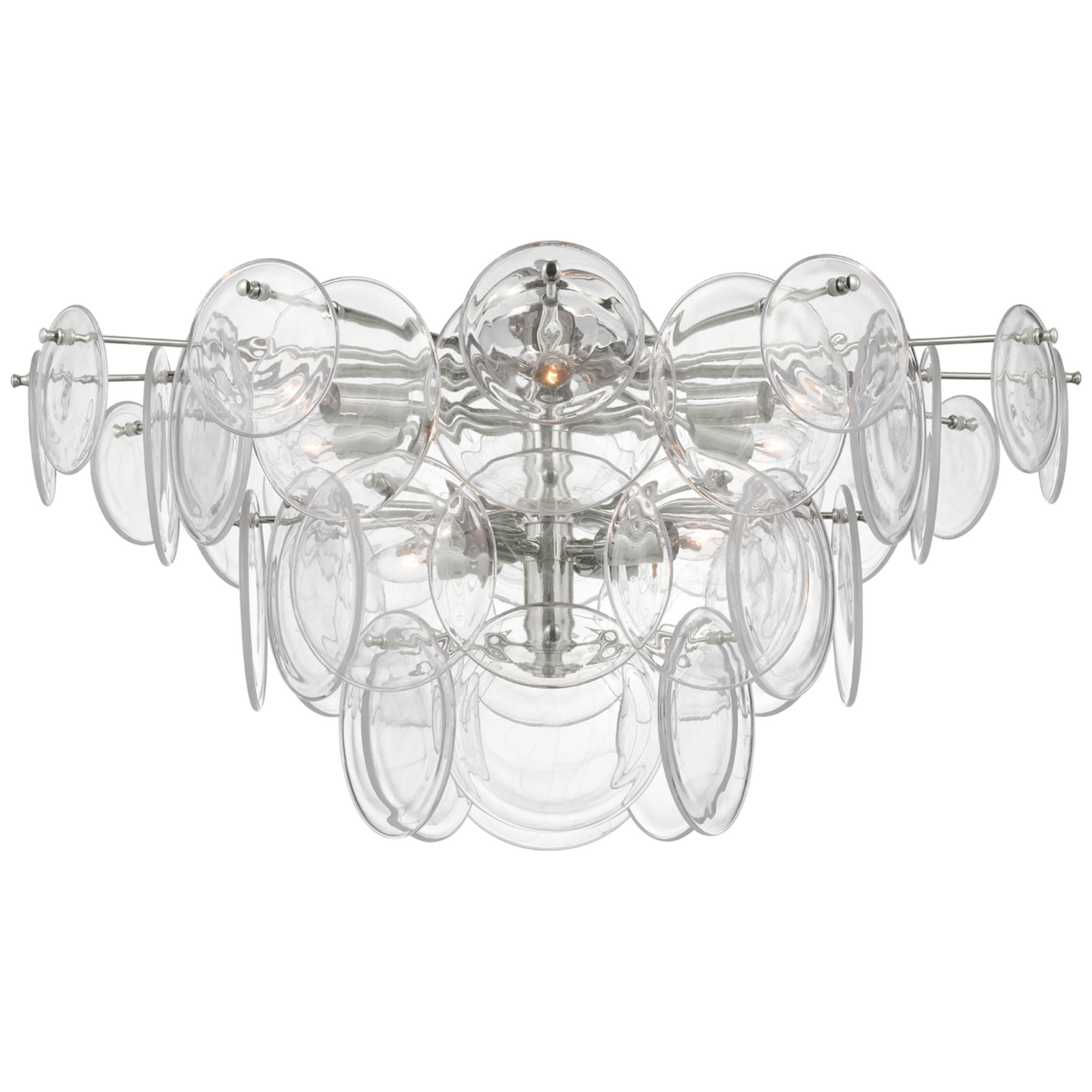 AERIN Loire Grande Flush Mount in Polished Nickel with Clear Strie Glass