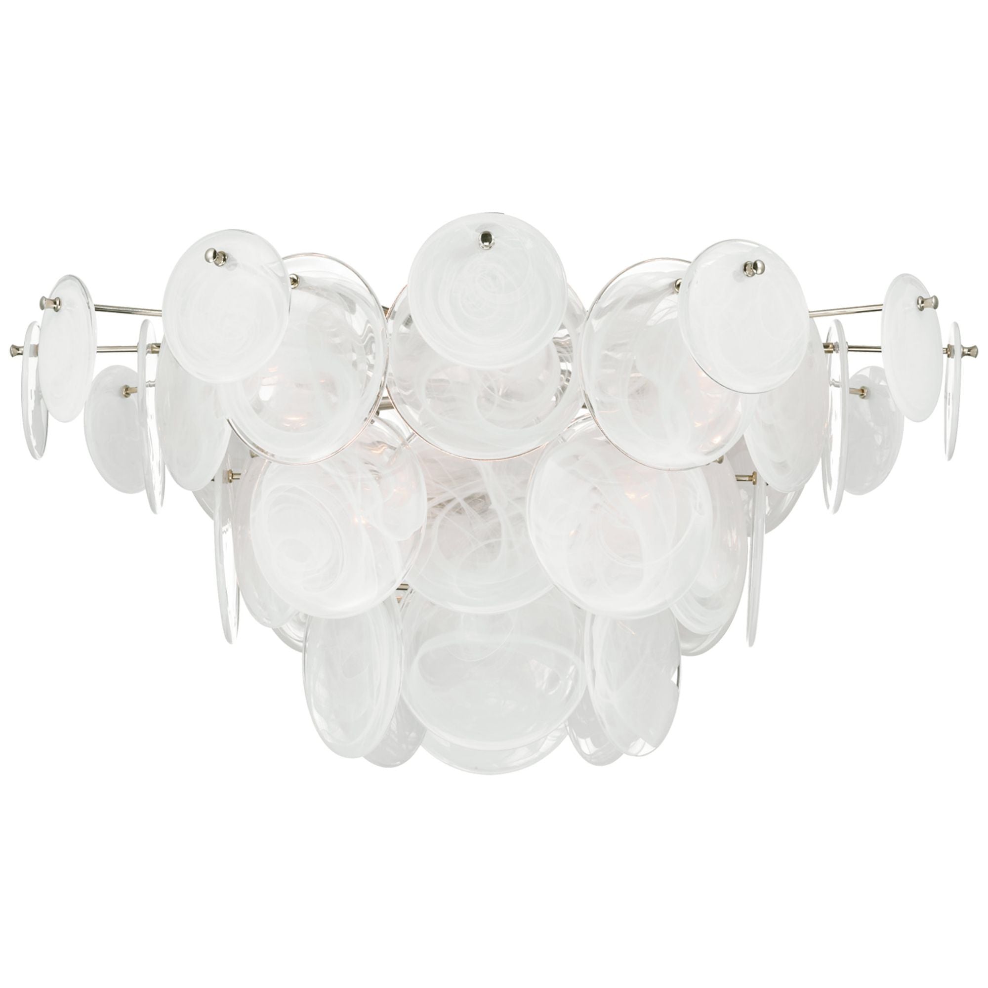 AERIN Loire Grande Flush Mount in Polished Nickel with White Strie Glass Ceiling Light W34" x H16.5"