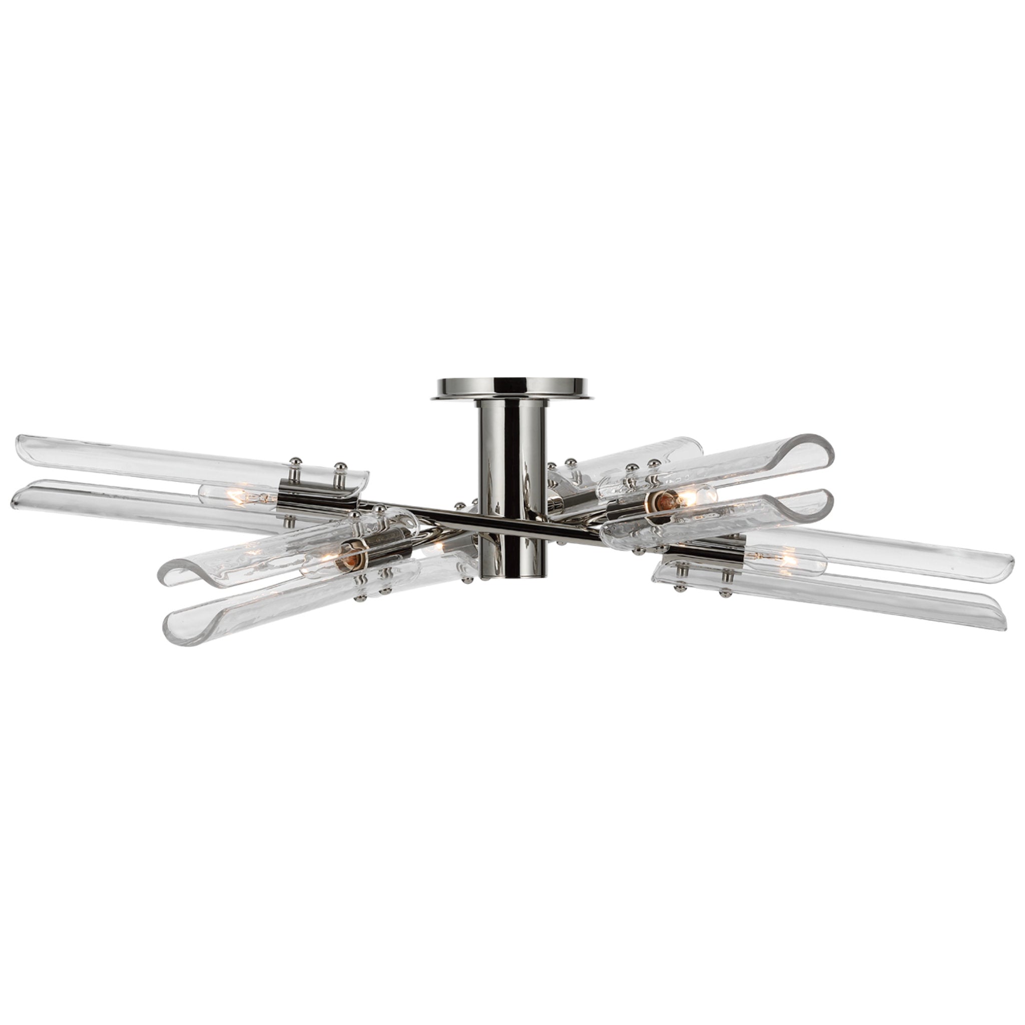 AERIN Casoria XL Radial Flush Mount in Polished Nickel with Clear Glass Ceiling Light W28" x H7.5"