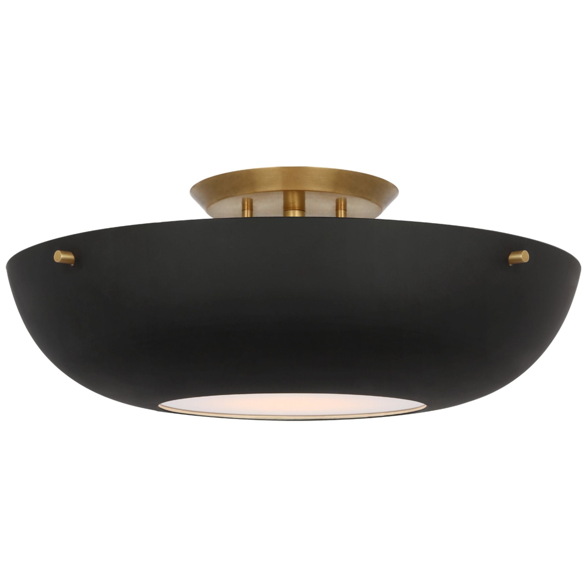 AERIN Valencia 16" Flush Mount in Hand-Rubbed Antique Brass with Matte Black Ceiling Light W16.5" x H6.25"