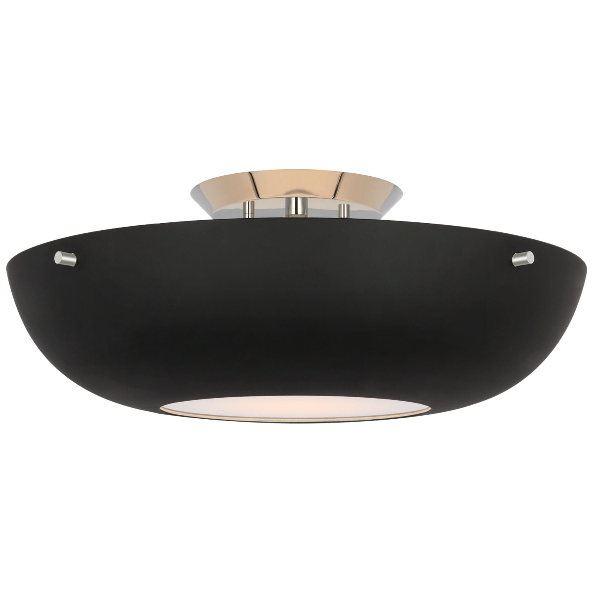AERIN Valencia 16" Flush Mount in Polished Nickel with Matte Black Ceiling Light W16.5" x H6.25"