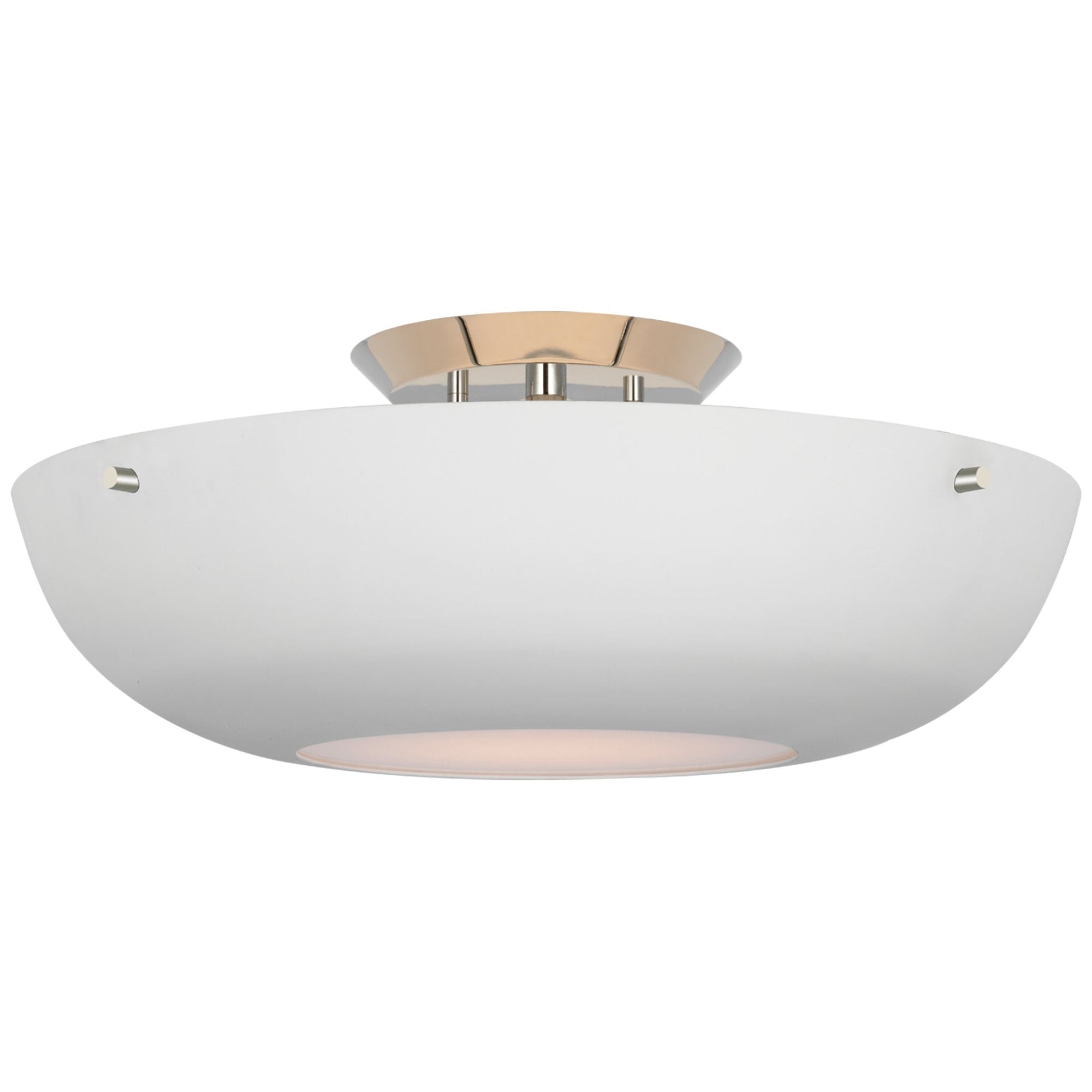 AERIN Valencia 16" Flush Mount in Polished Nickel with Matte White Ceiling Light W16.5" x H6.25"