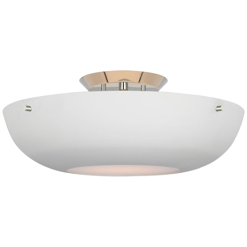 AERIN Valencia 16" Flush Mount in Polished Nickel with Matte White