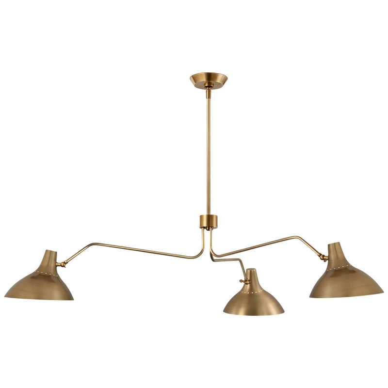 AERIN Charlton Large Triple Arm Chandelier in Hand-Rubbed Antique Brass