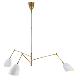 AERIN Sommerard Large Triple Arm Chandelier in Hand-Rubbed Antique Brass and White