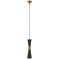 AERIN Clarkson Medium Narrow Pendant in Hand-Rubbed Antique Brass and Black