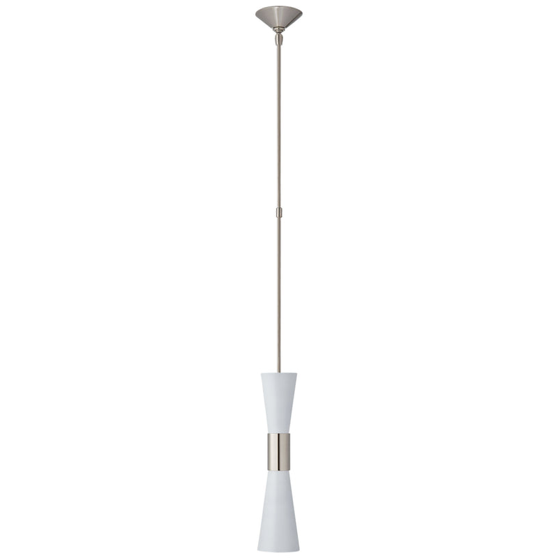 AERIN Clarkson Medium Narrow Pendant in Polished Nickel and White