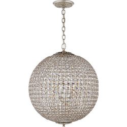 AERIN Renwick Large Sphere Chandelier in Burnished Silver Leaf with Crystal
