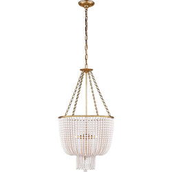 AERIN Jacqueline Chandelier in Hand-Rubbed Antique Brass with White Acrylic