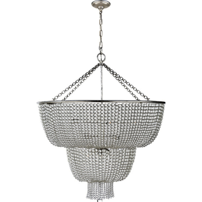 AERIN Jacqueline Two-Tier Chandelier in Burnished Silver Leaf with Clear Glass
