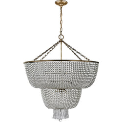 AERIN Jacqueline Two-Tier Chandelier in Hand-Rubbed Antique Brass with Clear Glass