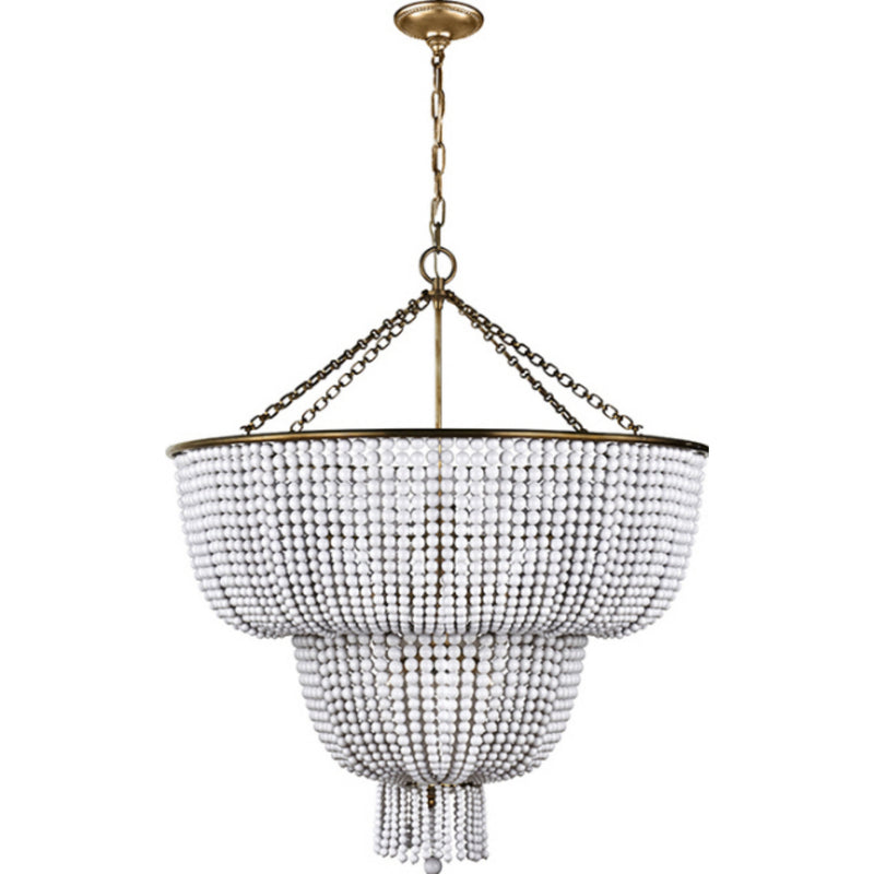 AERIN Jacqueline Two-Tier Chandelier in Hand-Rubbed Antique Brass with White Acrylic