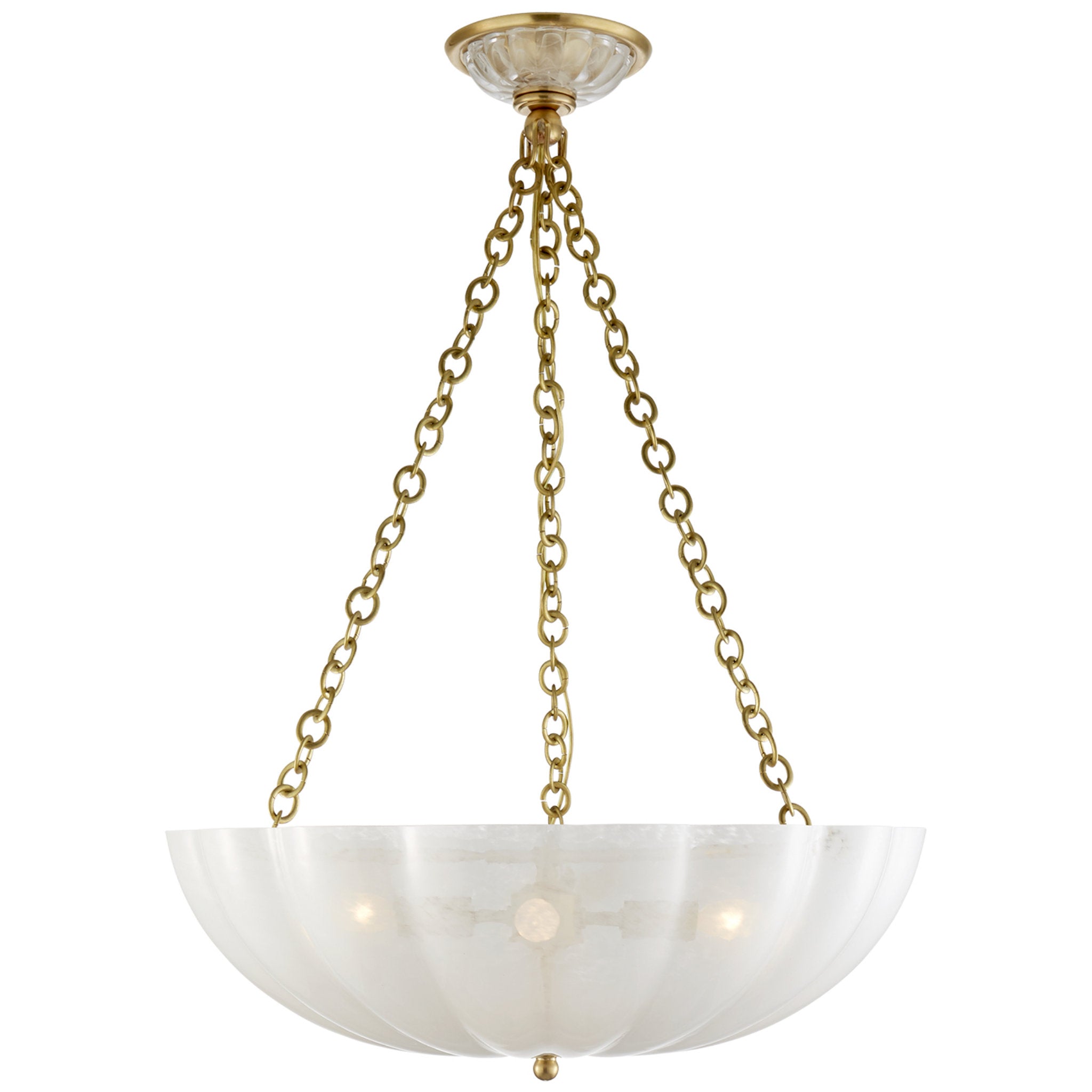AERIN Rosehill Large Chandelier in Hand-Rubbed Antique Brass with Strie Glass