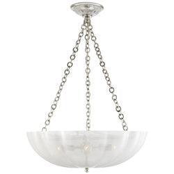 AERIN Rosehill Large Chandelier in Polished Nickel with Strie Glass