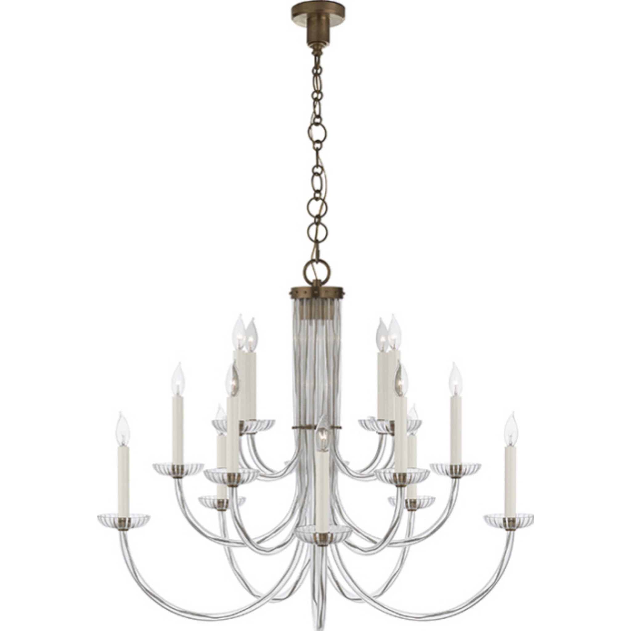 AERIN Wharton Chandelier in Clear Acrylic and Hand-Rubbed Antique Brass
