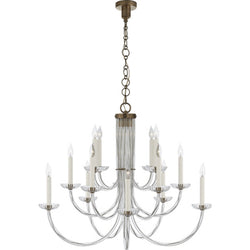 AERIN Wharton Chandelier in Clear Acrylic and Hand-Rubbed Antique Brass