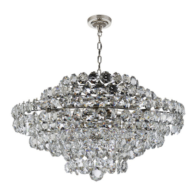 AERIN Sanger Large Chandelier in Polished Nickel with Crystal