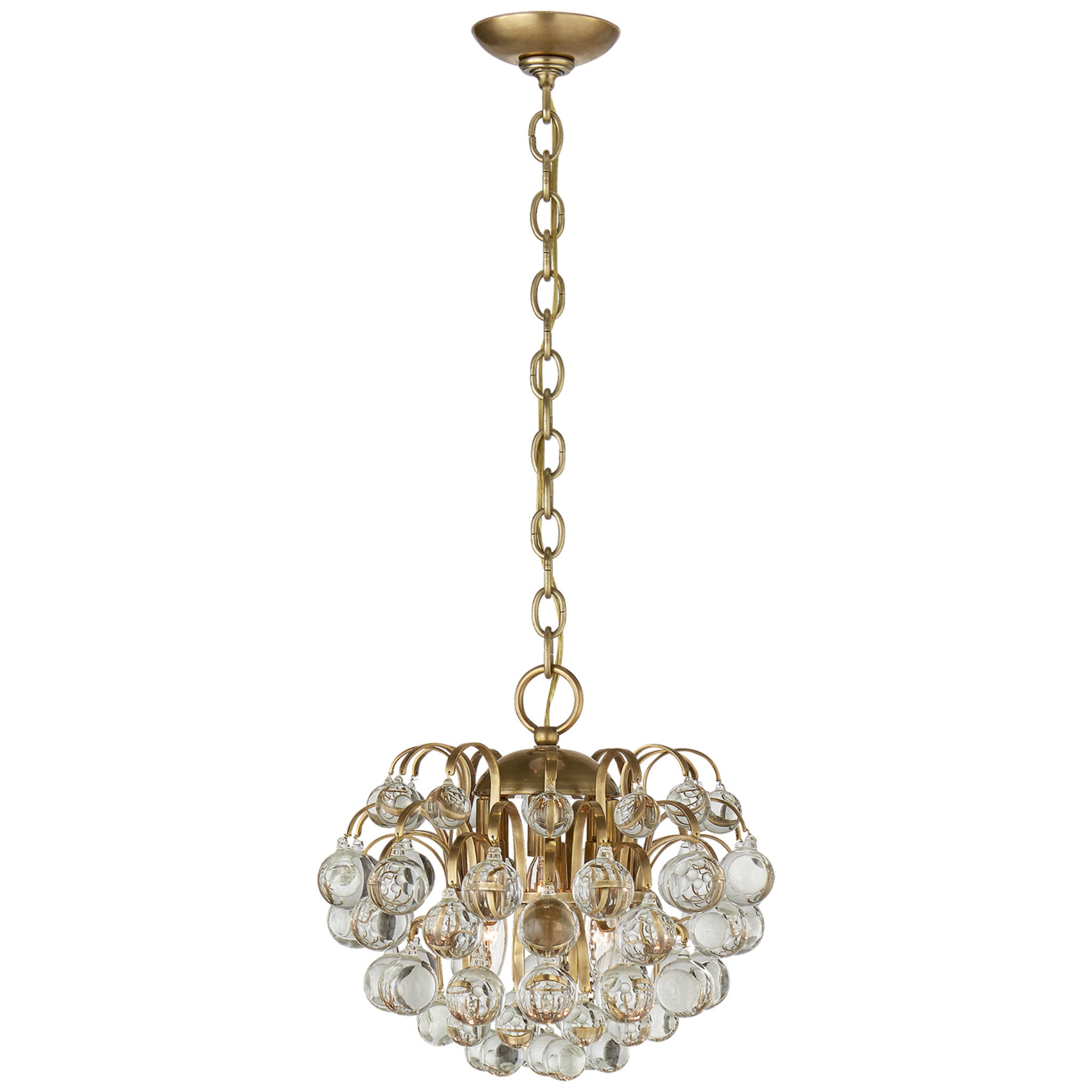 AERIN Bellvale Small Chandelier in Hand-Rubbed Antique Brass with Crystal