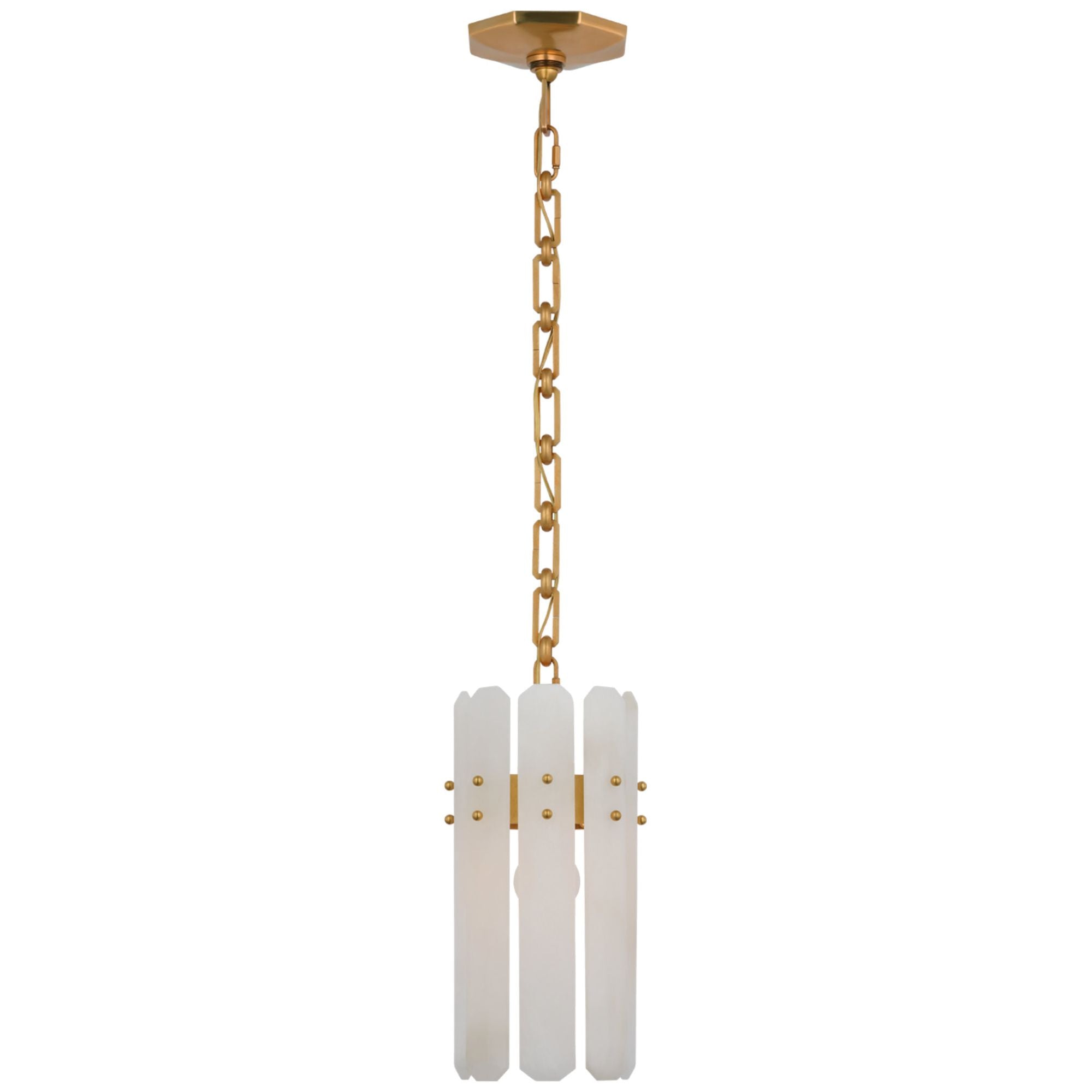 AERIN Bonnington Small Pendant in Hand-Rubbed Antique Brass with Alabaster