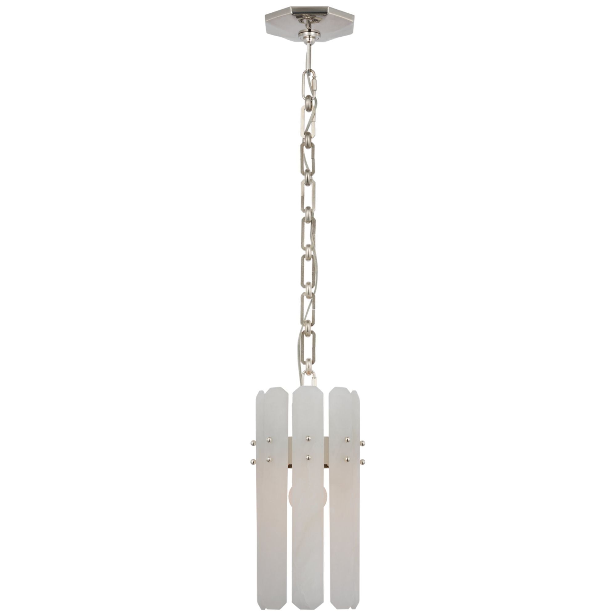 AERIN Bonnington Small Pendant in Polished Nickel with Alabaster