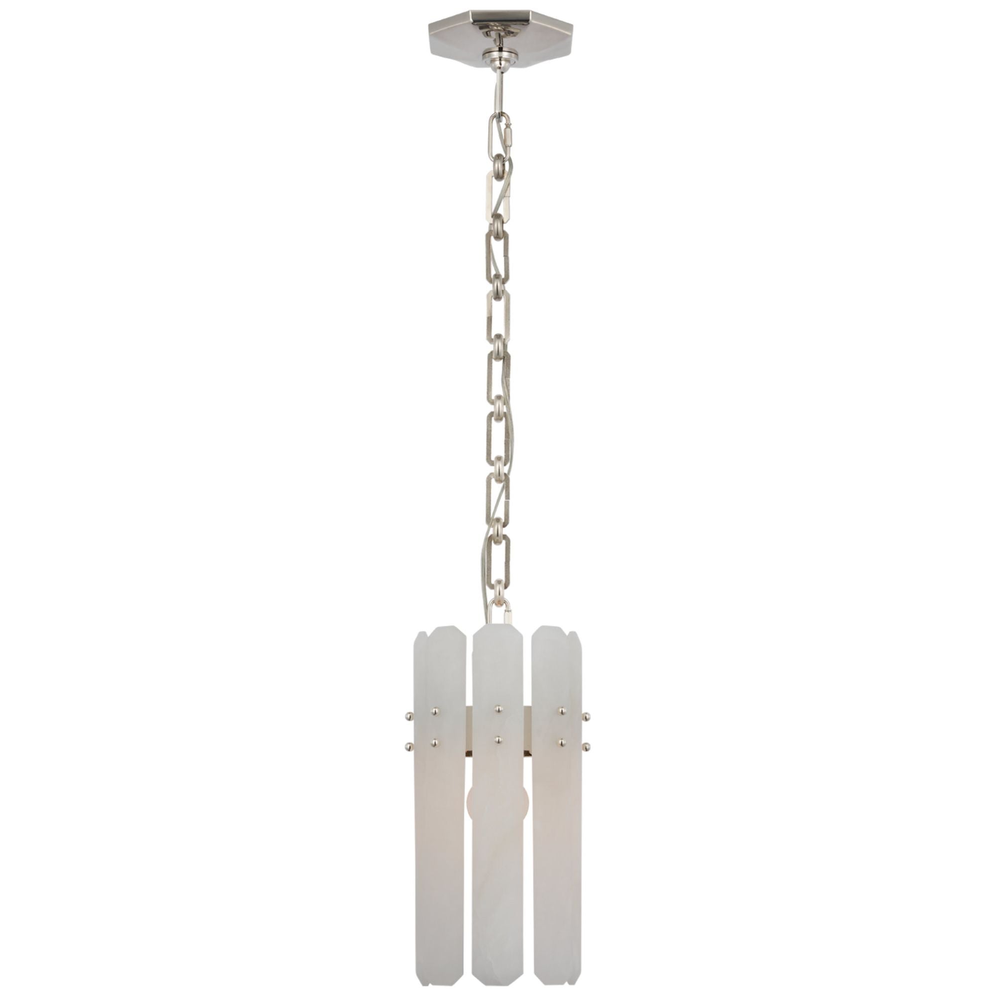 AERIN Bonnington Small Pendant in Polished Nickel with Alabaster Ceiling Light W7.25" x H14.25"