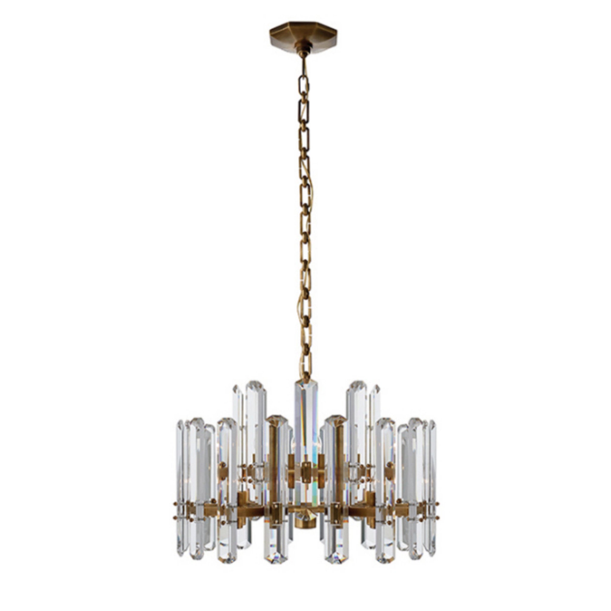 AERIN Bonnington Chandelier in Hand-Rubbed Antique Brass with Crystal