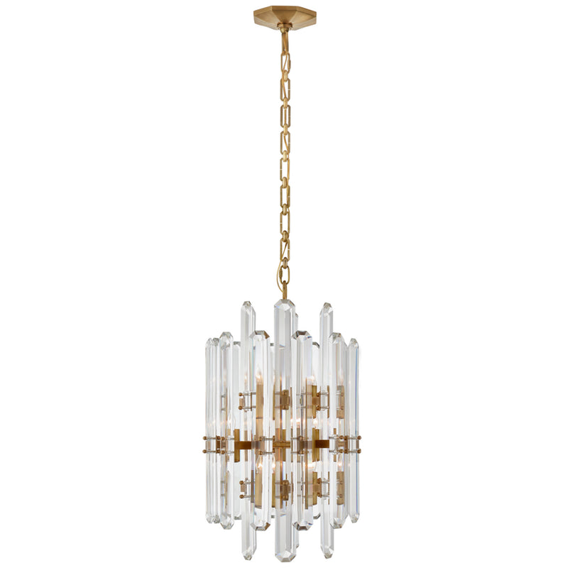 AERIN Bonnington Tall Chandelier in Hand-Rubbed Antique Brass