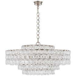AERIN Liscia Large Chandelier in Burnished Silver Leaf with Crystal