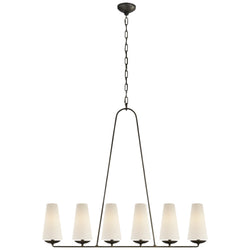 AERIN Fontaine Linear Chandelier in Aged Iron with Linen Shades
