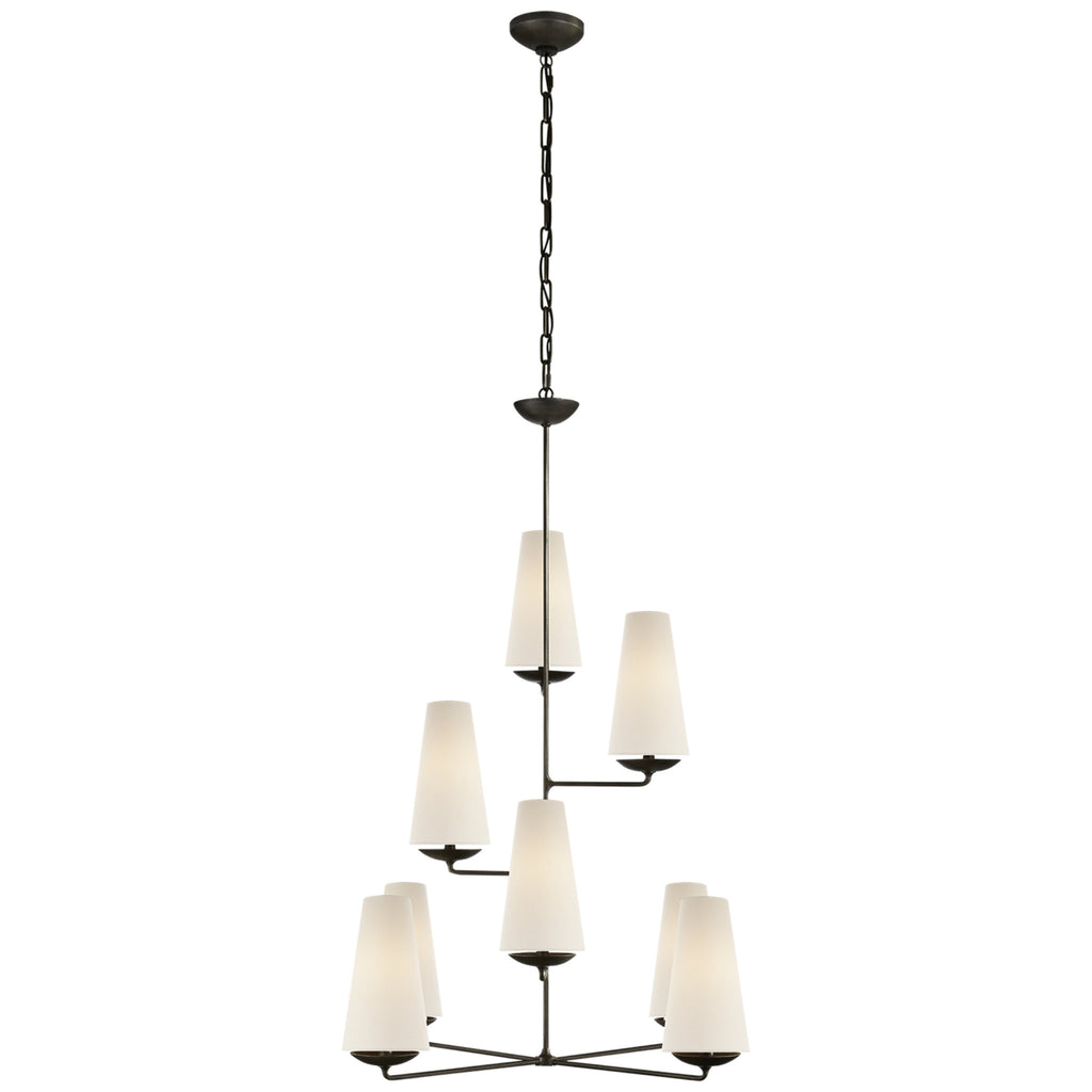 with – in Shades Aged Vertical Linen Foundry Fontaine Iron Lighting AERIN Chandelier