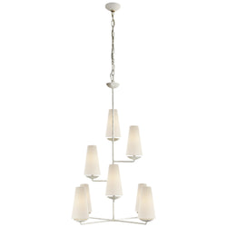 AERIN Fontaine Vertical Chandelier in Plaster with Linen Shades