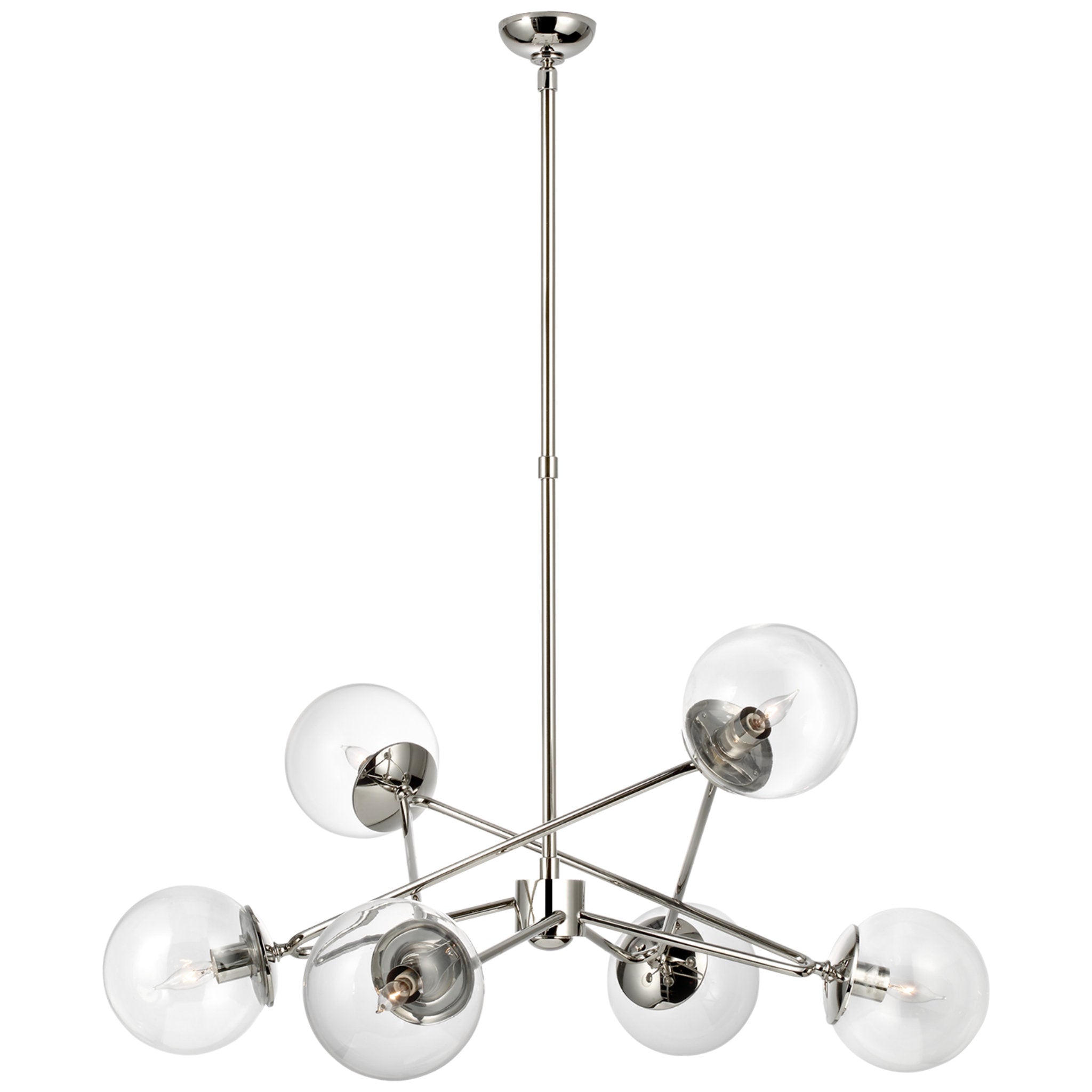 AERIN Turenne Large Dynamic Chandelier in Polished Nickel with Clear Glass