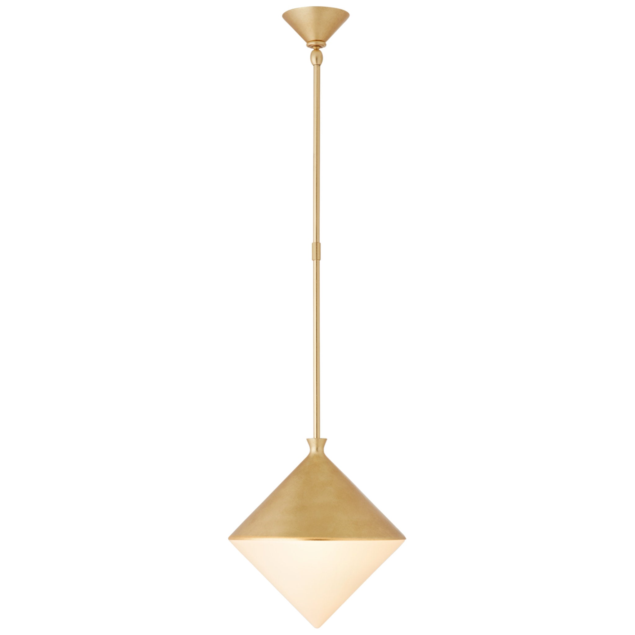 AERIN Sarnen Small Pendant in Gild with White Glass Ceiling Light W13.25"