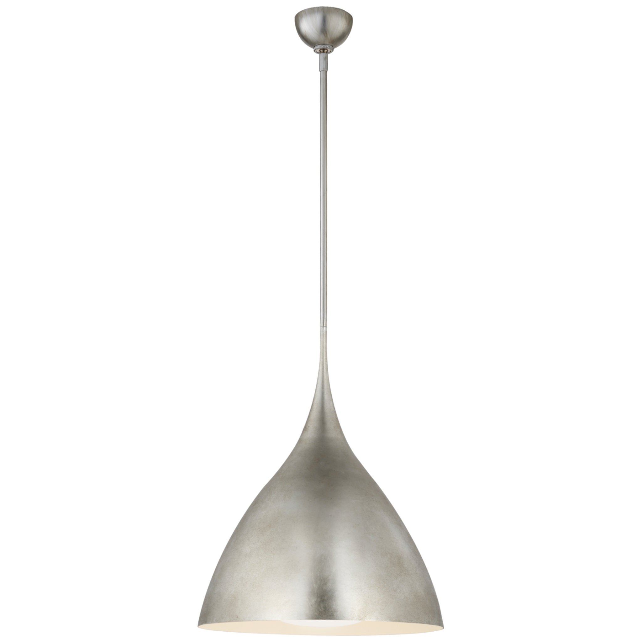 AERIN Agnes 18" Pendant in Burnished Silver Leaf with Soft White Glass
