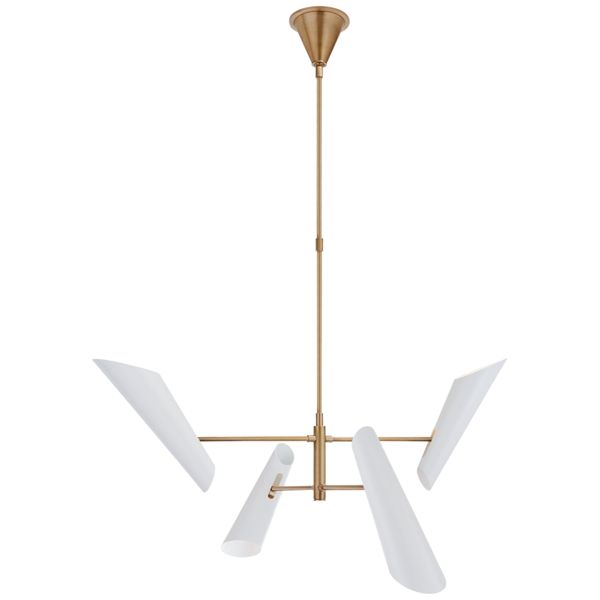 AERIN Franca Small Pivoting Chandelier in Hand-Rubbed Antique Brass with White Shades