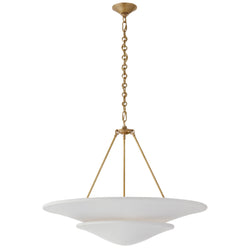 AERIN Mollino Large Tiered Chandelier in Hand-Rubbed Antique Brass with Plaster White Shade