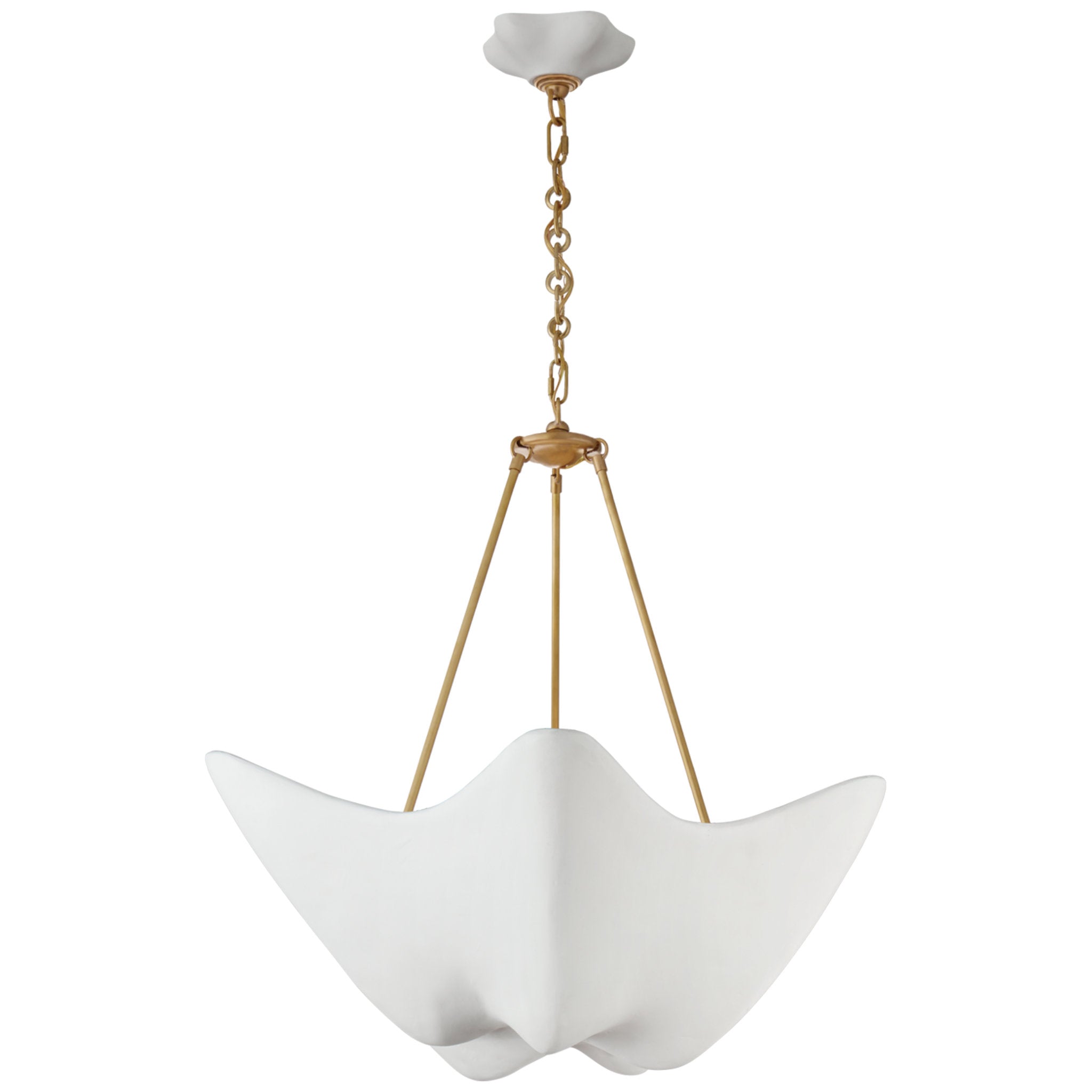 AERIN Cosima Medium Chandelier in Hand-Rubbed Antique Brass with Plaster White Shade Ceiling Light W28" x H27.25"