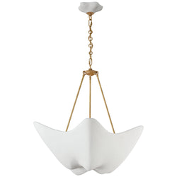 AERIN Cosima Medium Chandelier in Hand-Rubbed Antique Brass with Plaster White Shade